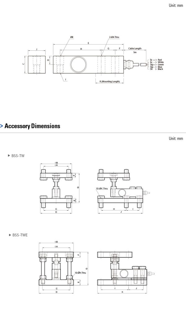 BSS Loadcell (Yük Hücresi) boyut BSS Loadcell (Yük Hücresi) boyut