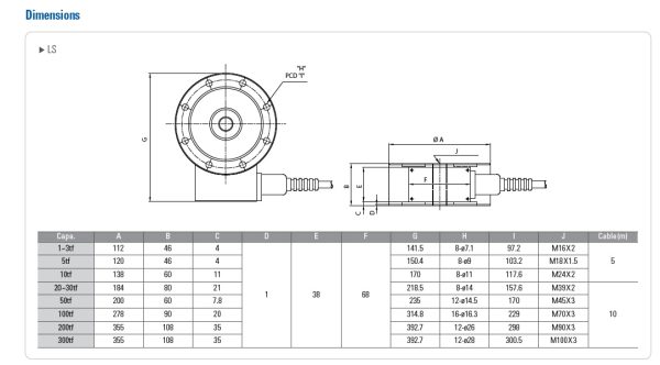 LS Loadcell (Yük Hücresi) boyut