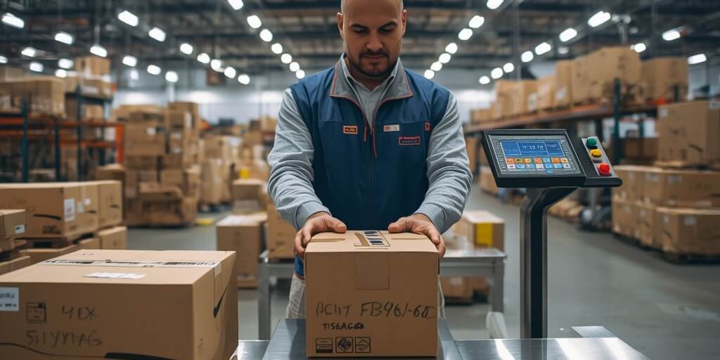 lucid-origin_Warehouse_packaging_station_worker_weighing_parcels_on_a_professional_electronic-0